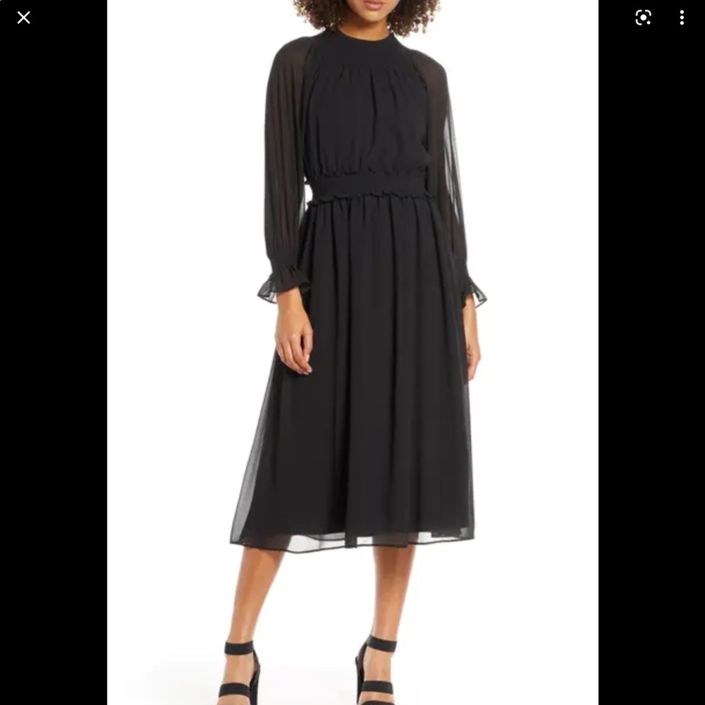 Chelsea28 Smocked Neck Long Sleeve Chiffon Dress